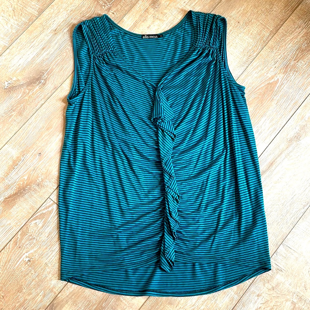Ella Moss sleeveless top teal and gray black charcoal